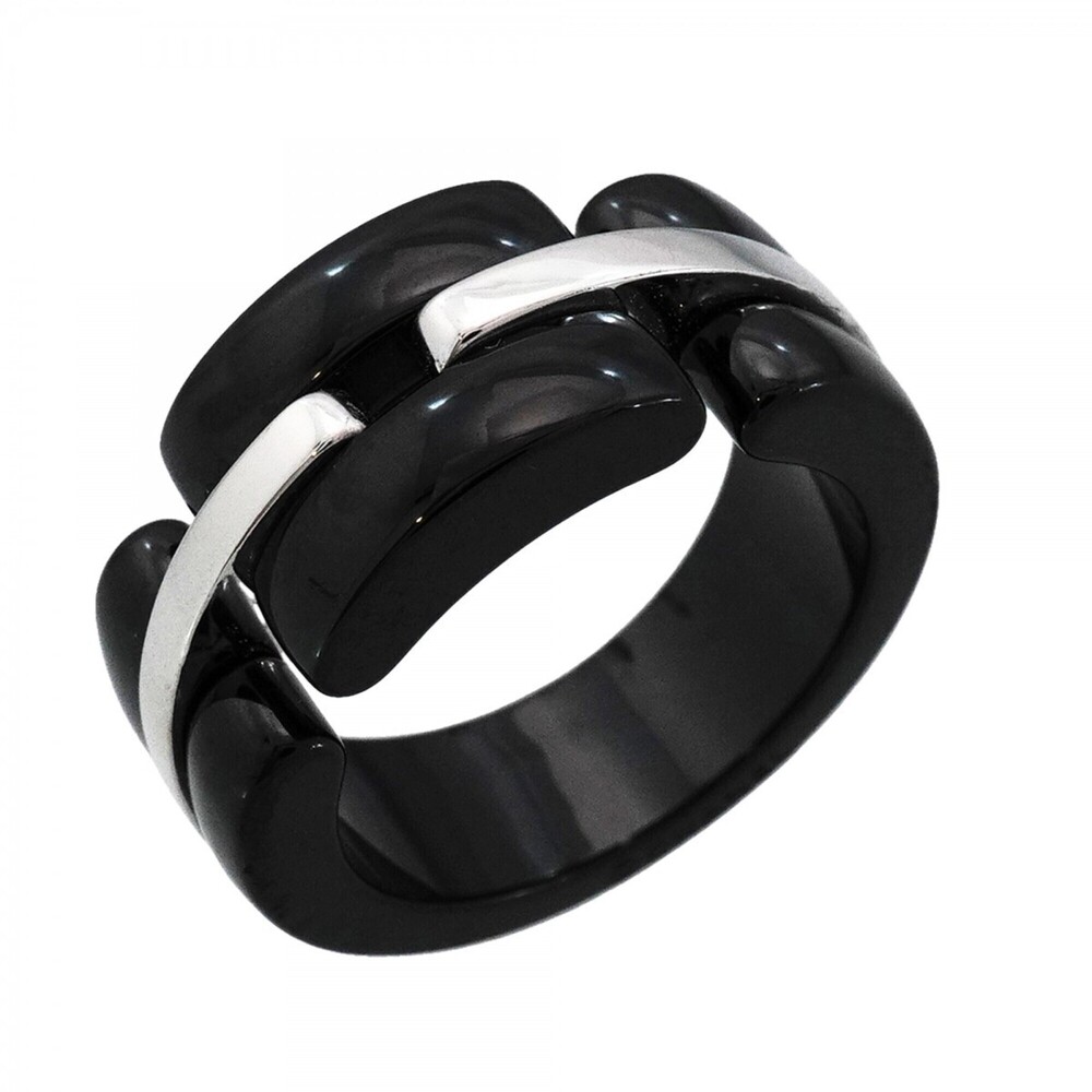 Chanel Ultra Collection Ring, 18K White Gold, Ceramic, Black, Size #55, Men's...
